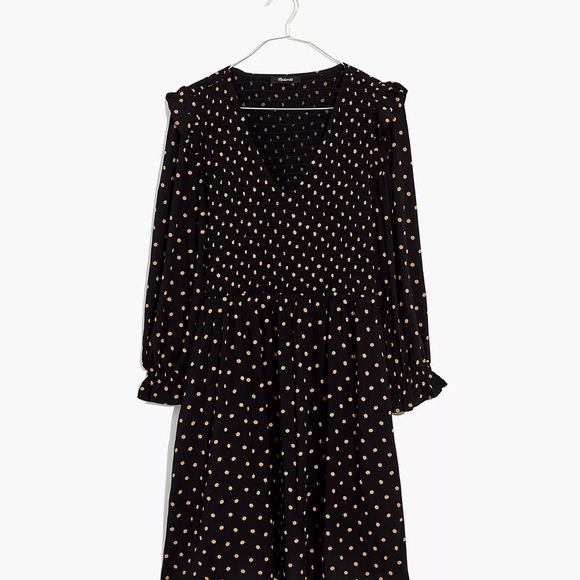 NWOT Madewell Lucie V-Neck Smocked Mini Dress in Oval Dot - Picture 5 of 5